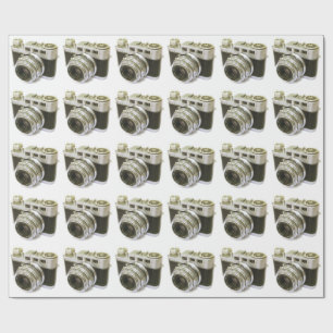 RETRO PHOTO CAMERA MOTIF WRAPPING PAPER
