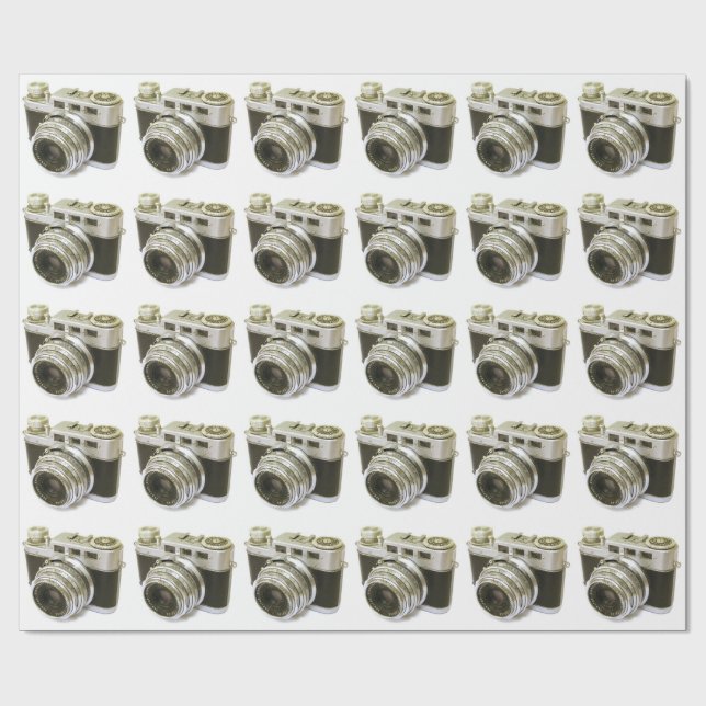 RETRO PHOTO CAMERA MOTIF WRAPPING PAPER (Flat)