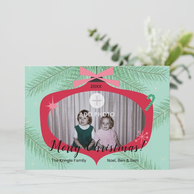 Retro Photo Christmas Card  5x7 (Standing Front)