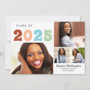 Retro Photo Collage Class of 2024 Graduation Announcement
