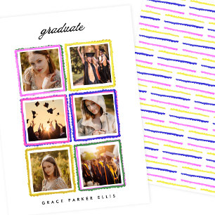 Retro Photo Collage Frames Graduation High School Announcement