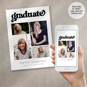 Retro Photo Collage Graduation Announcement