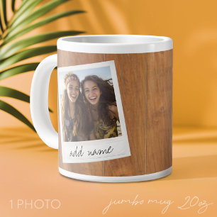 Retro Photo Frame - Square Rustic Wood Large Coffee Mug
