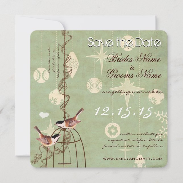 Retro Photo Holiday BirdCage Wedding Save the Date (Front)