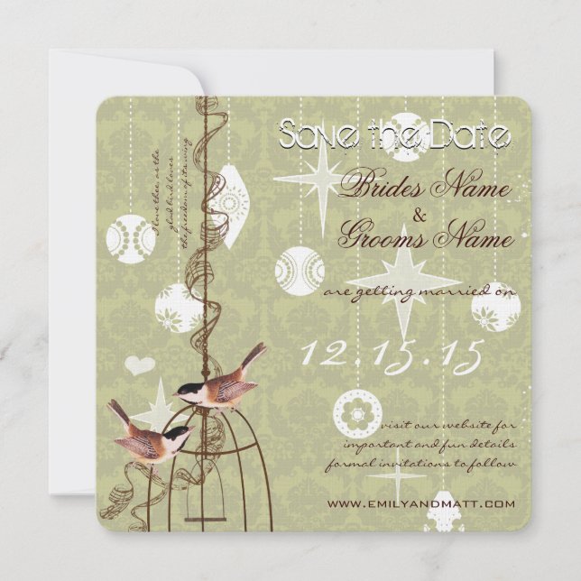 Retro Photo Holiday Birdcage Wedding Save the Date Invitation (Front)