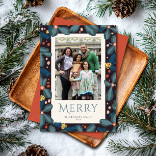 Retro Photo Merry Peace Love Joy  Holiday Card