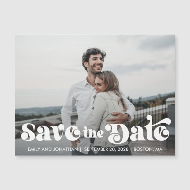 Retro Photo Save the Date Magnet Wedding (Front)