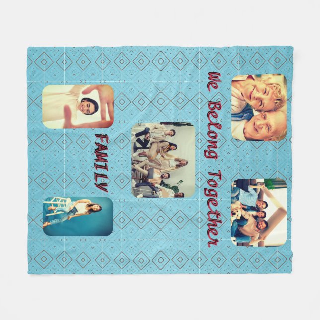 Retro Photo Soft Blue Diamond Pattern  Fleece Blanket (Front (Horizontal))