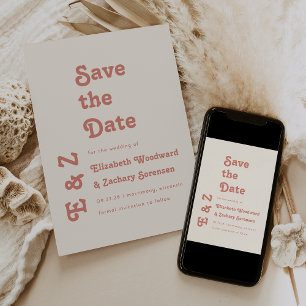 Retro Photo Terracotta Typography Save the Date