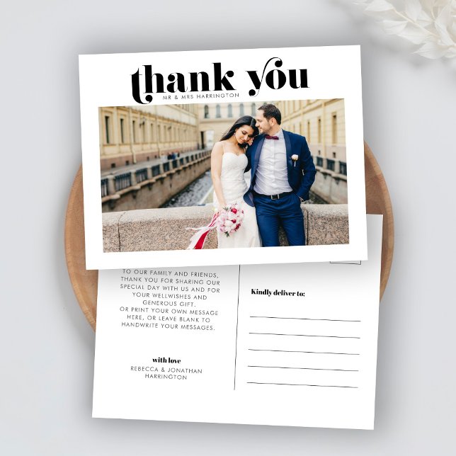 Retro Photo Wedding Thank You Postcard (Creator Uploaded)