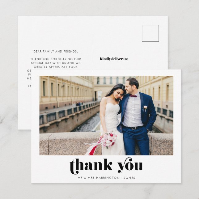 Retro Photo Wedding Thank You Postcard (Front/Back)