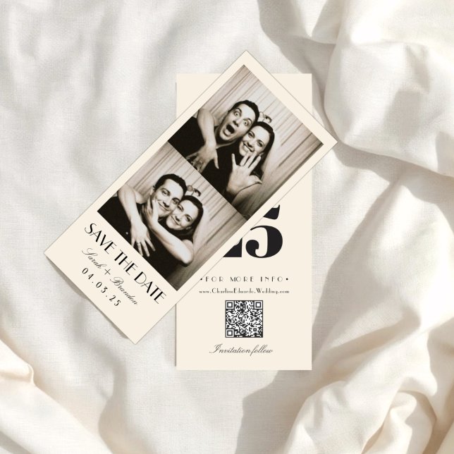 Retro Photobooth Typography Qrcode Save the Date  (Creator Uploaded)