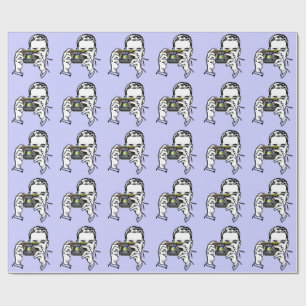 RETRO PHOTOGRAPHER ILLUSTRATION PATTERN WRAPPING PAPER