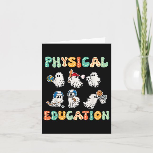 Retro Physical Education Halloween Ghosts Gift For Card (Front)