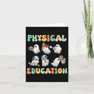Retro Physical Education Halloween Ghosts Gift For Card