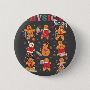 Retro Physical Therapy Gingerbread Christmas Pt Fu 6 Cm Round Badge