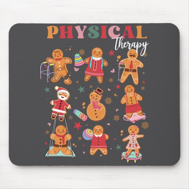 Retro Physical Therapy Gingerbread Christmas Pt Fu Mouse Mat (Front)