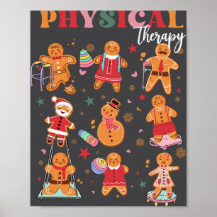 Retro Physical Therapy Gingerbread Christmas Pt Fu Poster
