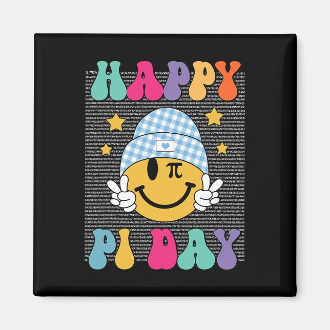 Retro Pi Day 10000 Digits Pi Sign Math Teacher Men Magnet (Front)