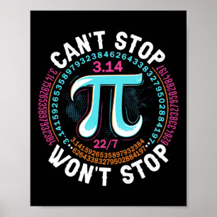 Retro Pi Day Mathematical Can't Stop Wont Stop Pi Poster