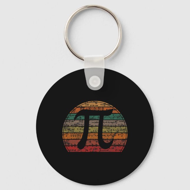 Retro Pi Symbol Sunset Gift Math Equations Geek Pi Key Ring (Front)