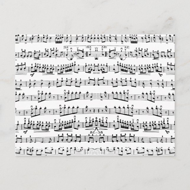 Retro Piano Sheet Music Notes Pattern Postcard (Front)