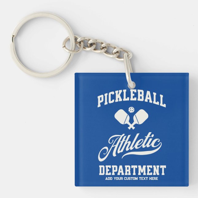 Retro Pickleball Athletic Department Custom Key Ring (Front)