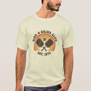 Retro Pickleball Club "Dink & Drink" Vintage 70s T-Shirt