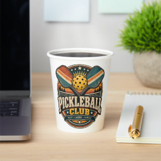 Retro Pickleball Club Paper Cups