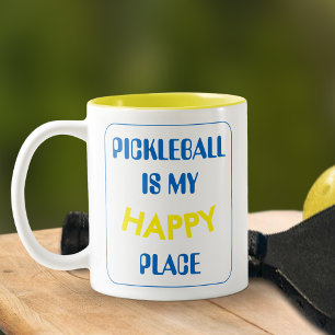 Retro Pickleball Is My Happy Place Vintage Sport Two-Tone Coffee Mug