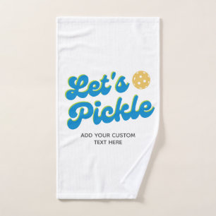 Retro Pickleball Let's Pickle Personalized Sweat Hand Towel