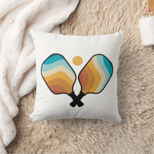 Retro Pickleball Paddles & Ball  Cushion