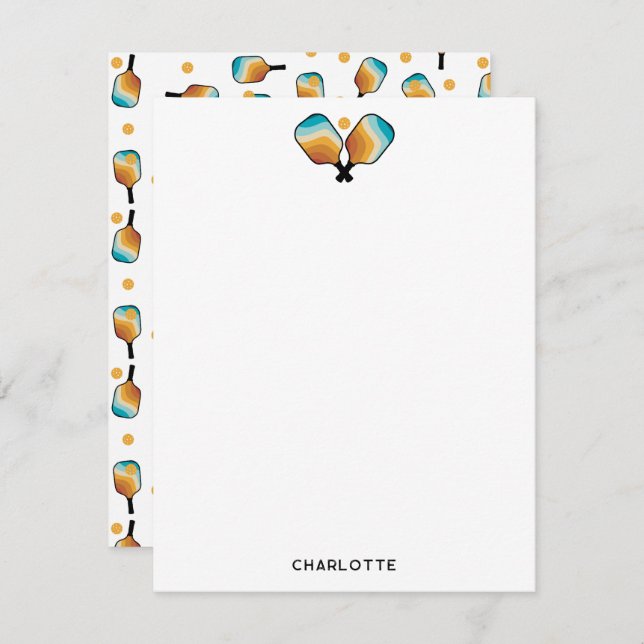 Retro Pickleball Paddles & Ball Custom Name Card (Front/Back)