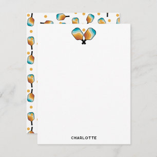 Retro Pickleball Paddles & Ball Custom Name Card