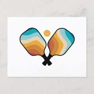 Retro Pickleball Paddles & Ball  Holiday Postcard