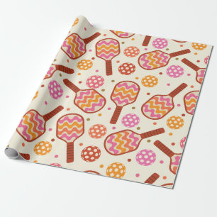 Retro Pickleball Paddles with balls Birthday Wrapping Paper