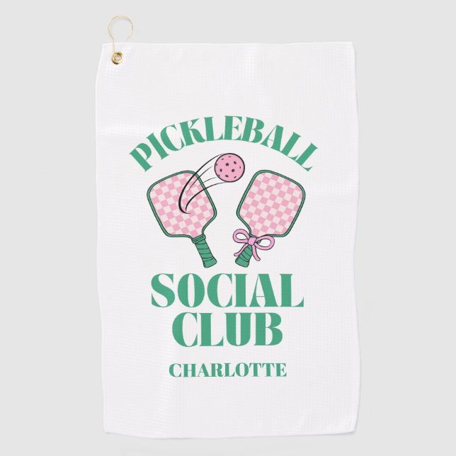 Retro Pickleball Social Club Birthday Golf Towel (Front)