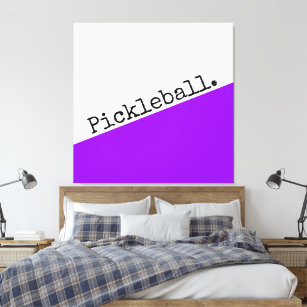 Retro Pickleball Text Bright Purple White Wedges Canvas Print
