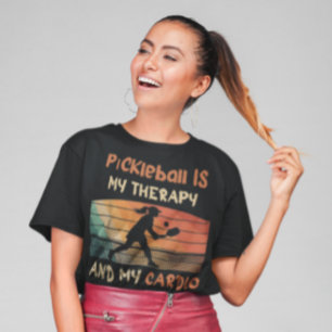 Retro Pickleball Therapy and Cardio Design T-Shirt