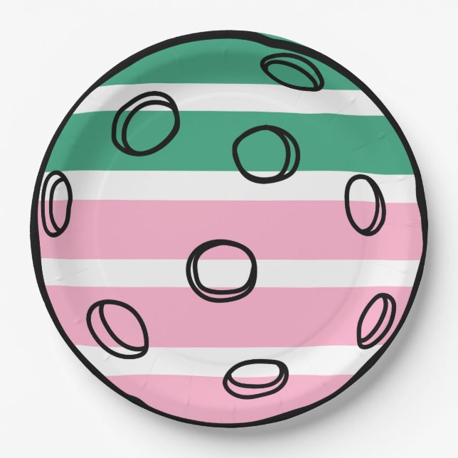 Retro Pickleball Vibes Only Birthday Paper Plate (Front)