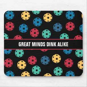 😍 Retro Pickleballs / black with custom text Mouse Mat