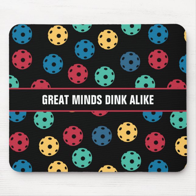 😍 Retro Pickleballs / black with custom text Mouse Mat (Front)