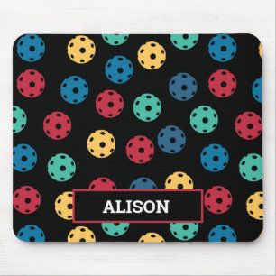 😍 Retro Pickleballs / black with name Mouse Mat