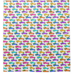 Retro Pickup Truck Colorful Christmas Xmas Holiday Shower Curtain