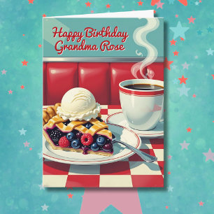 Retro Pie and Coffee Grandma's Birthday Card