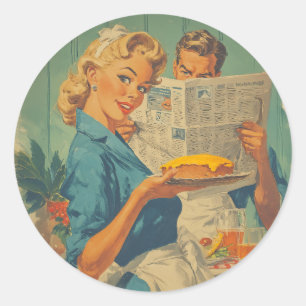 Retro Pie and Paper Charm Classic Round Sticker