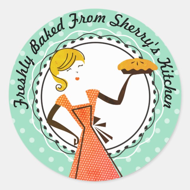 Retro pie housewife bakery from the kitchen of classic round sticker (Front)