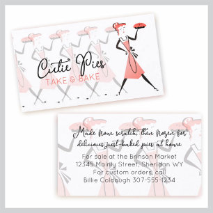 Retro pie woman bakery baking pastry chef culinary business card