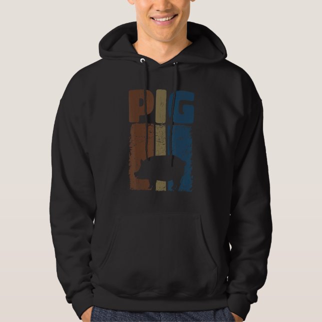 Retro Pig Lover, Cute Farmer, Farming For Men Wome Hoodie (Front)