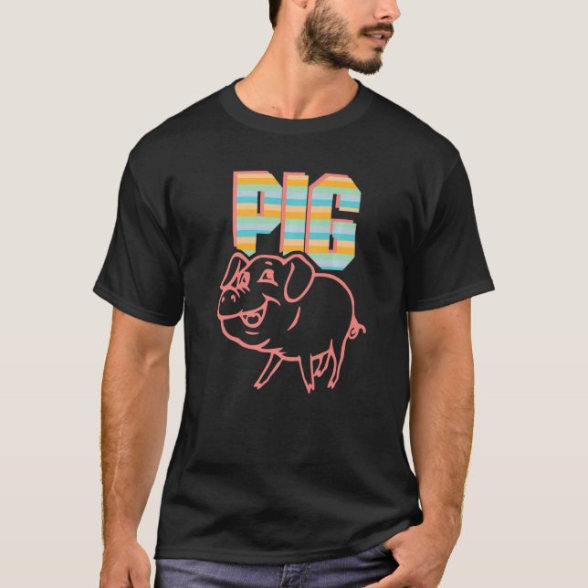 Retro Pig Lover, Cute Farmer, Farming For Men Wome T-Shirt (Front)